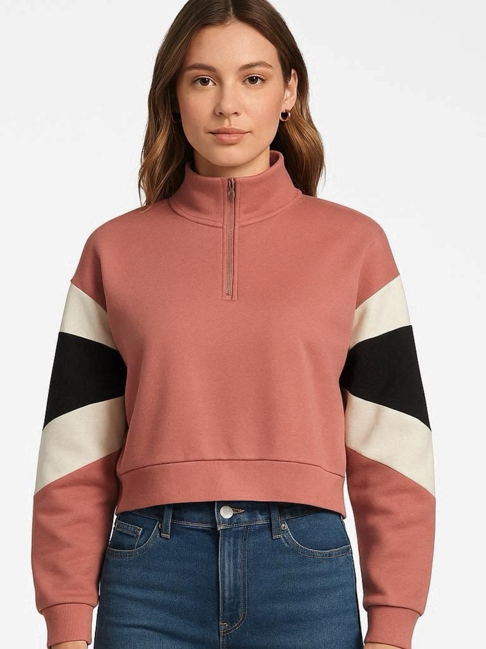 Cropped Quarter Zip Sweater